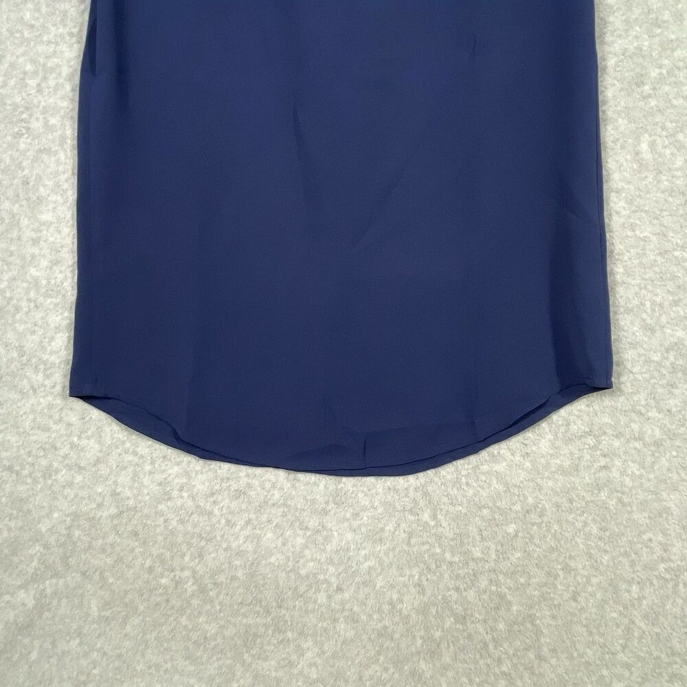 V-Neck Blouse Womens S Navy Blue NEW Short Sleeve Pleated Back Top Sherosa - Picture 3 of 12